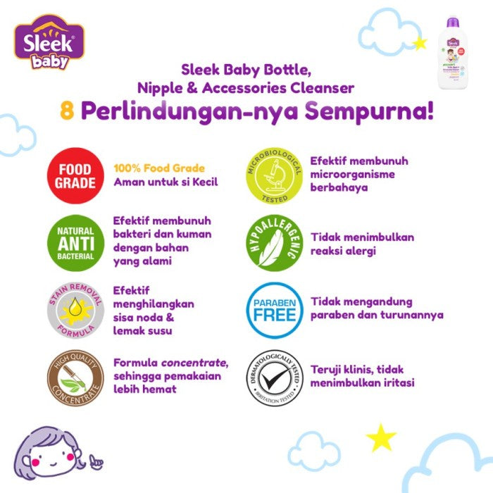 Sleek Baby Bottle Nipple & Accessories Cleanser Botol