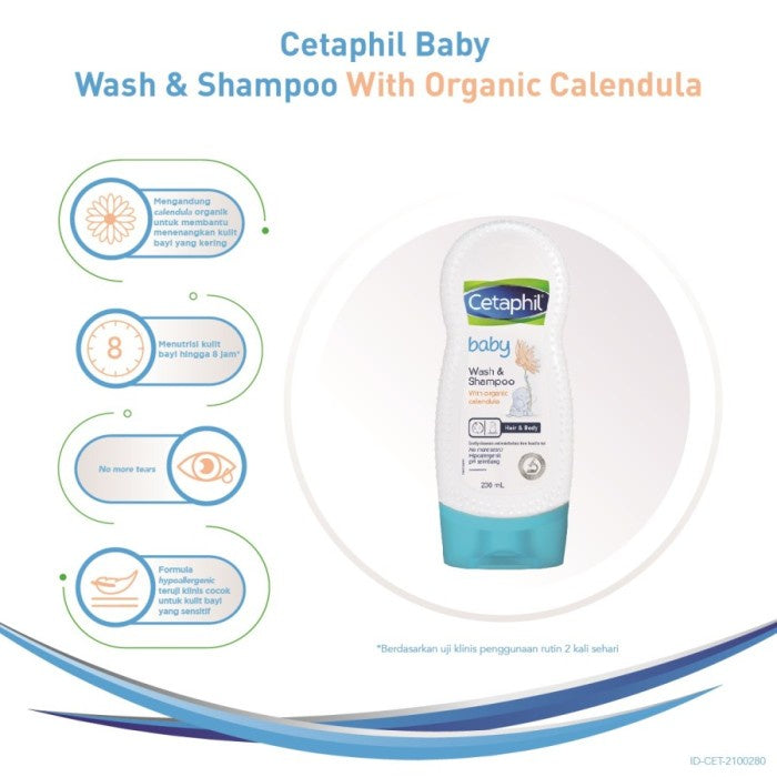 Cetaphil Gentle Baby Wash Shampoo Glycerin / Calendula 230ml / 400ml