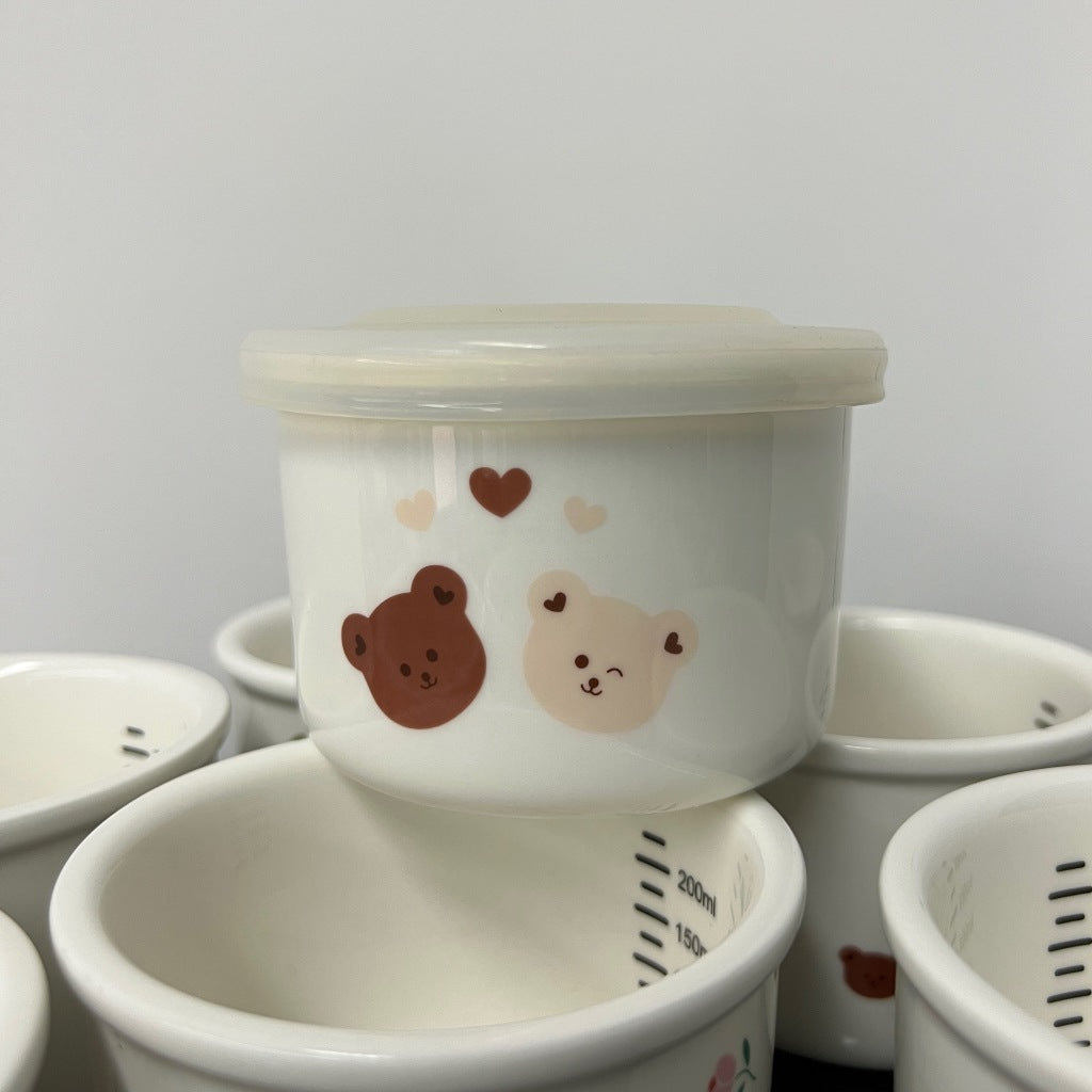 Kuma Baby Food Bowl Ceramic Tutup Tempat Penyimpanan Makanan Bayi