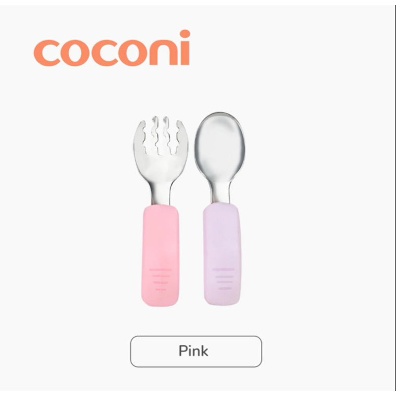 COCONI Eazy Grip Fork & Spoon Set | Sendok Garpu Makan Anak MPASI