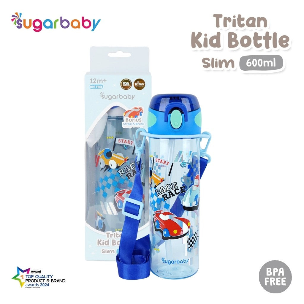 Sugarbaby Tritan Kid Bottle Slim 600 ml botol minum anak BPA free Aman/Sedotan awet/Premium Tritan Eastman Bottle/Botol Laser Printing