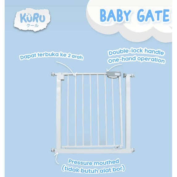 KURU Baby Gate | Pagar Bayi Safety Guard Pintu Pembatas Tangga Tinggi 76cm 65-74Cm