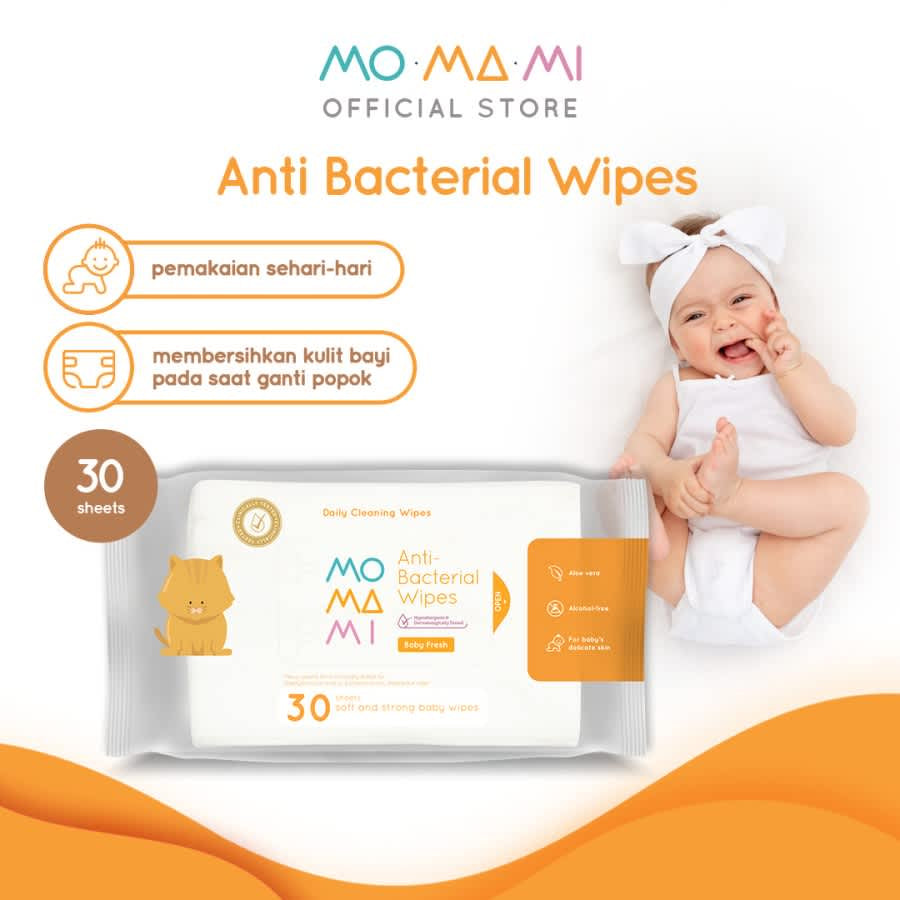 Momami Baby Antibacterial Wipes - Tisu Basah Anti Bakteri Bayi 10s 30s 60s