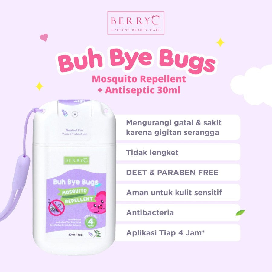 BerryC Buh Bye Bugs Mosquito Repellent dengan Antibacterial Spray 30ML