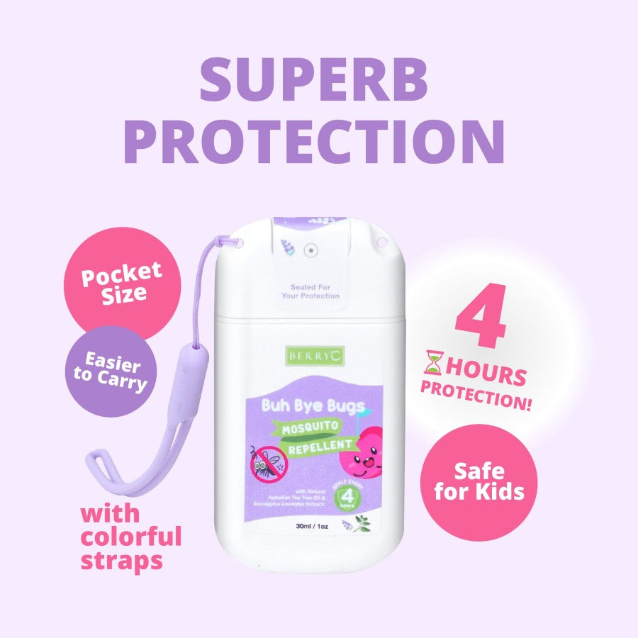 BerryC Buh Bye Bugs Mosquito Repellent dengan Antibacterial Spray 30ML