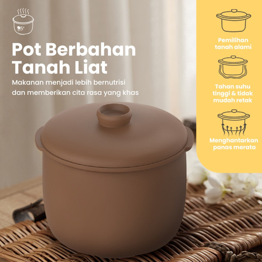 Emily Slow Cooker + Steamer 0.8L Clay Pot / Baby & Family Food Maker - Corn Yellow