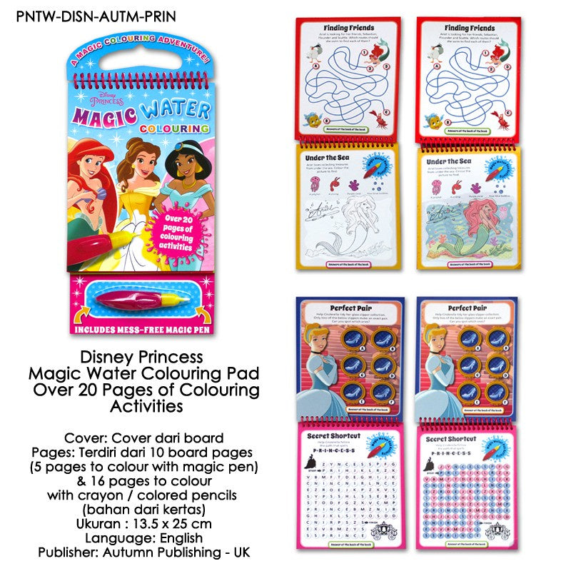 Hb Disney Princess Magic Water Colouring Pad Over 20 Pages of Colouring