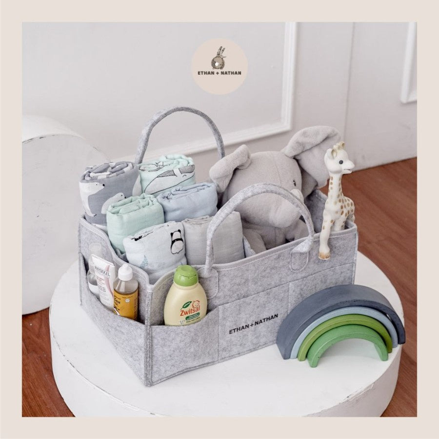 Ethan Nathan Caddy Diaper Bag Grey Felt