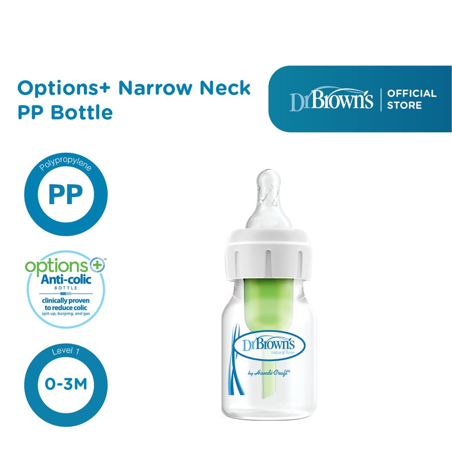 Dr.Brown's 2oz / 60 ml, 4oz / 120 ml. 8oz / 240 ml PP Narrow Neck "Options+", 1-Pack / Botol Susu