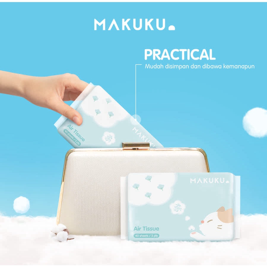 MAKUKU Air Tissue 3 Ply/40 Lembar/Facial tissue melembabkan/Tisu Bayi Kering
