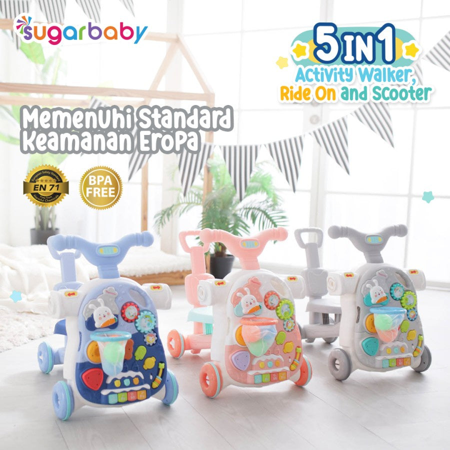 Sugarbaby 5in1 Activity Walker, Ride-On and Scooter/Push walker