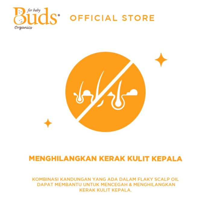 Buds Organics Flaky Scalp Oil - Minyak Kerak Kulit Kepala Bayi & Anak