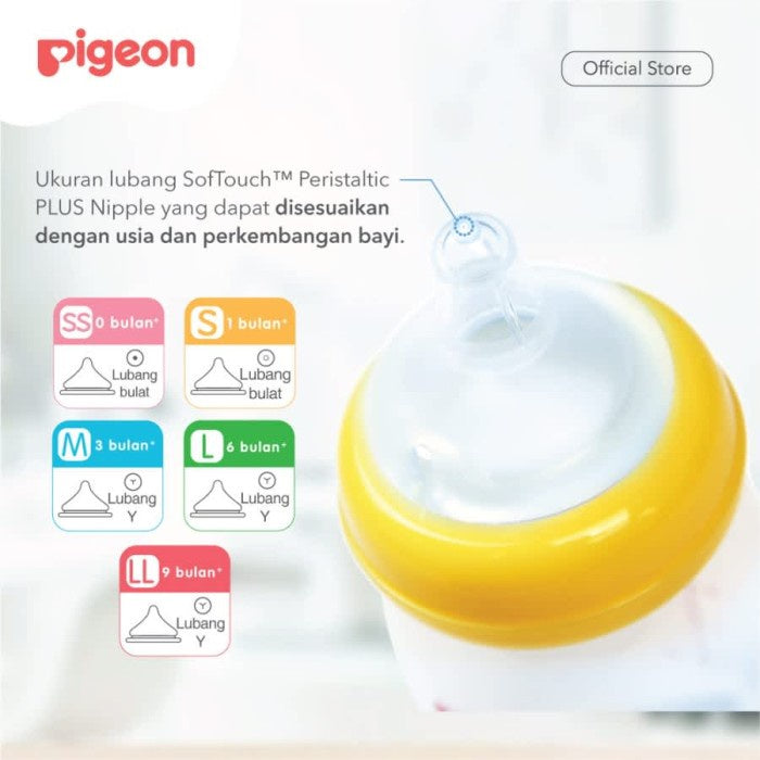 PIGEON Dot Peristaltic Plus Size M Isi 2 Pcs | Dot Bayi Wide Neck