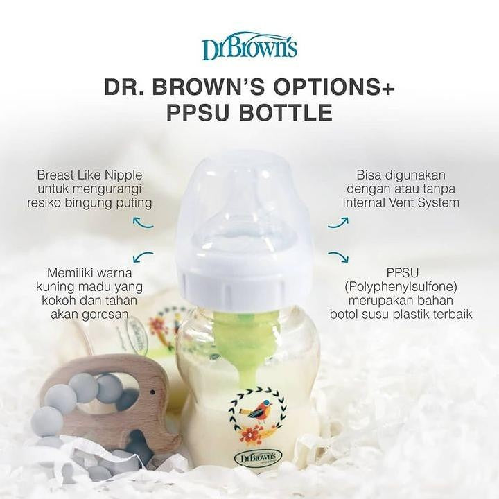 Dr. Brown's 9oz/270ml PPSU Wide Neck Options+ Deco / Botol Susu - 9oz