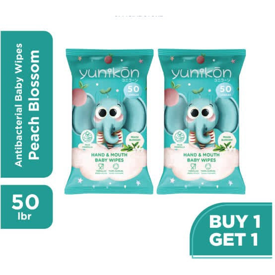 Yunikon Hand and Mouth Baby Wipes 50s BUY1GET1 Tissue Basah Bayi