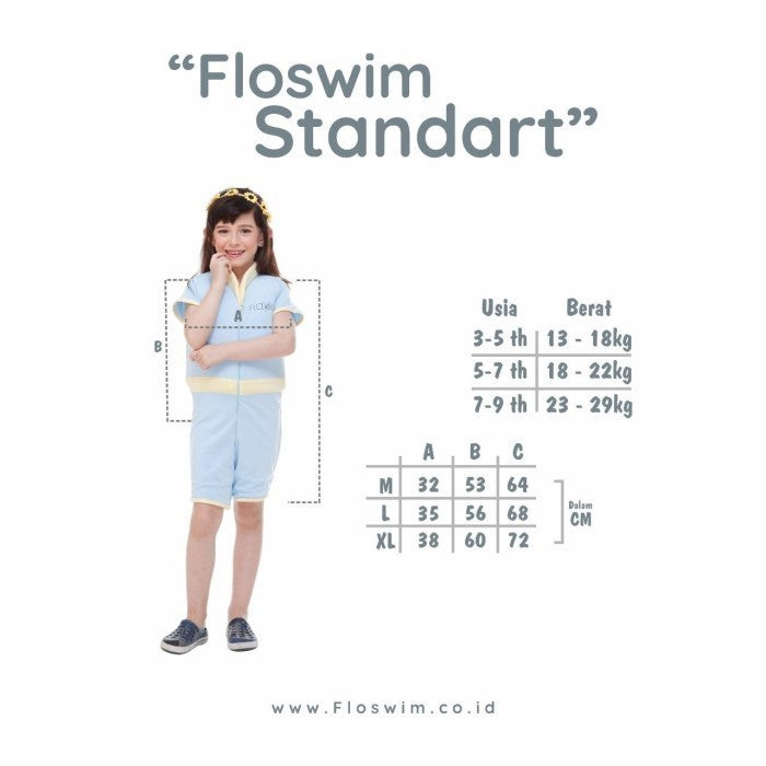 BAJU RENANG ANAK BAYI - BAJU RENANG FLOSWIM FLOATING SWIMSUIT S-XL