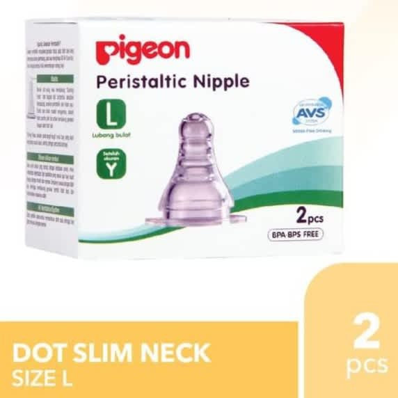 PIGEON PERISTALTIC SLIM NECK NIPPLE BOX ISI 2PCS M L Y