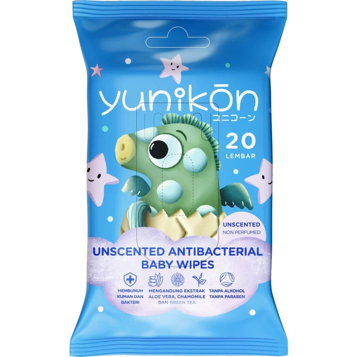 Yunikon Unscented Antibacterial Wipes 20s Tissue Basah Tanpa Parfum
