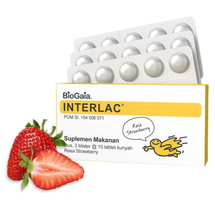 INTERLAC RASA STRAWBERRY BOX 30 TABLET Pencernaan Bayi