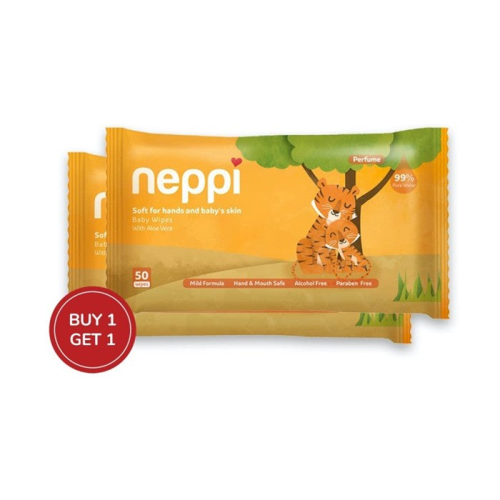 Neppi Baby Wipes Tissue Basah Aloe Vera Perfume 50s Buy 1 Get 1