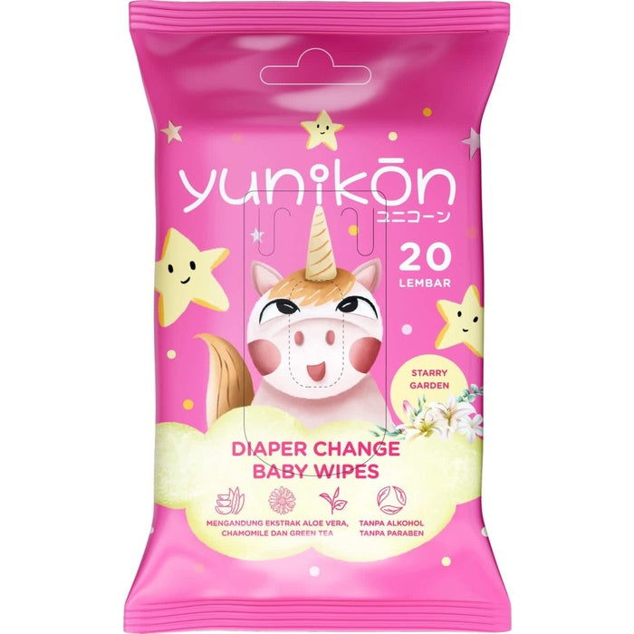 Yunikon Diaper Change Baby Wipes 20s Pink Tissue Basah Ganti Popok