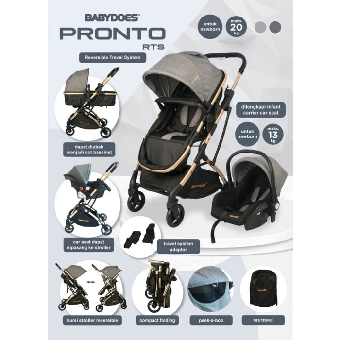 Stroller BabyDoes 2223 Pronto RTS Reversible Seat&Cot Travel System