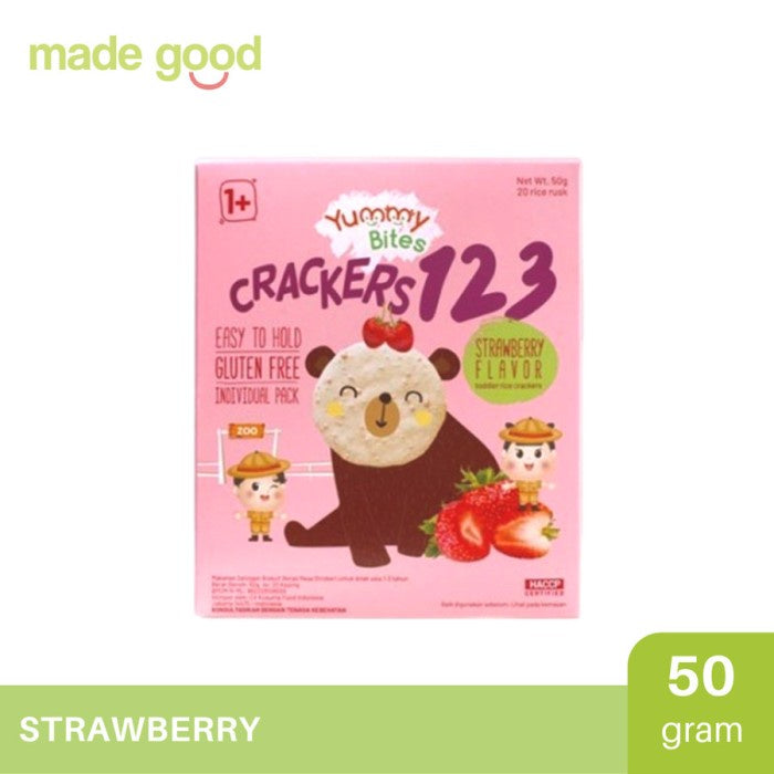Yummy Bites Rice Crackers 123 - Snack Biskuit Bayi Sehat 1+ tahun 50gr