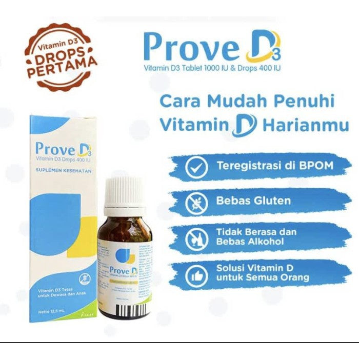 Prove D3 Drop - Vitamin D3 400 IU Tetes 12.5 ml untuk Dewasa dan Anak
