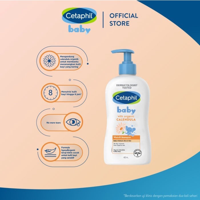 Cetaphil Gentle Baby Wash Shampoo Glycerin / Calendula 230ml / 400ml