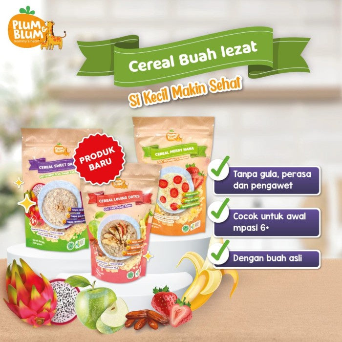 Plum & Blum Cereal Buah / Susu Mpasi Pisang Apel Kurma BB Booster Sereal