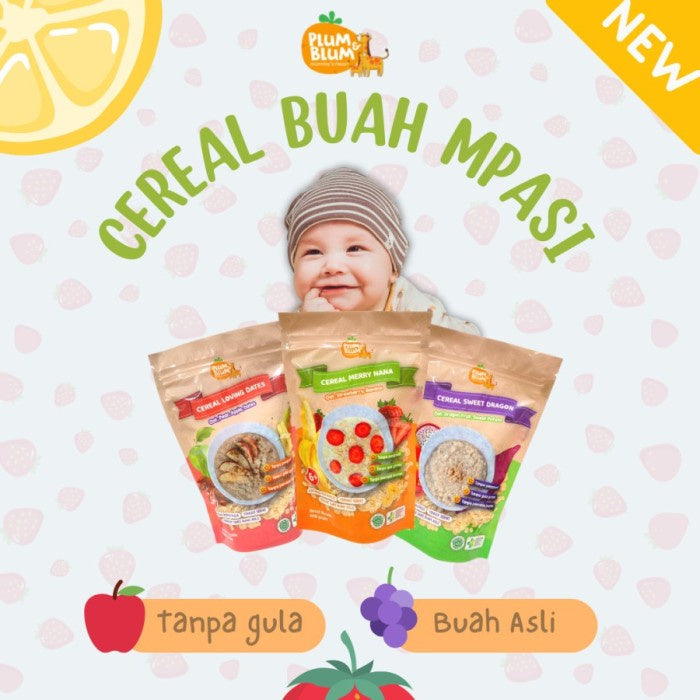 Plum & Blum Cereal Buah / Susu Mpasi Pisang Apel Kurma BB Booster Sereal
