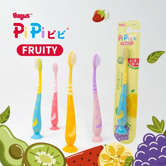 Bagus PiPi Fruity Kids Toothbrush Sikat Gigi Anak Lembut + Suction Cup