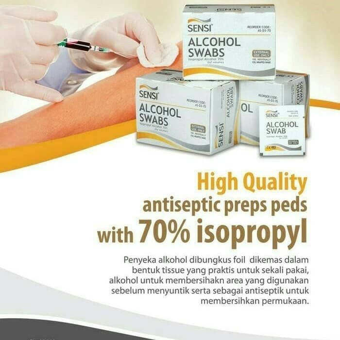 Alcohol Swab SENSI / Tissu Alcohol / Sensi Alcohol Swabs isi 100