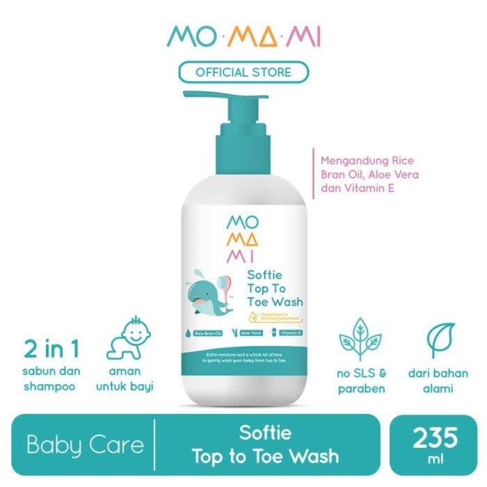 Momami Softie Top to Toe Wash 235ml 2in1 Shampoo Sabun Bayi