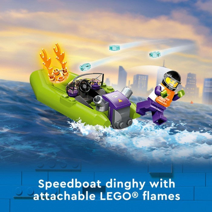LEGO City 60373 Fire Rescue Boat Building Toy Set (144 Pieces)