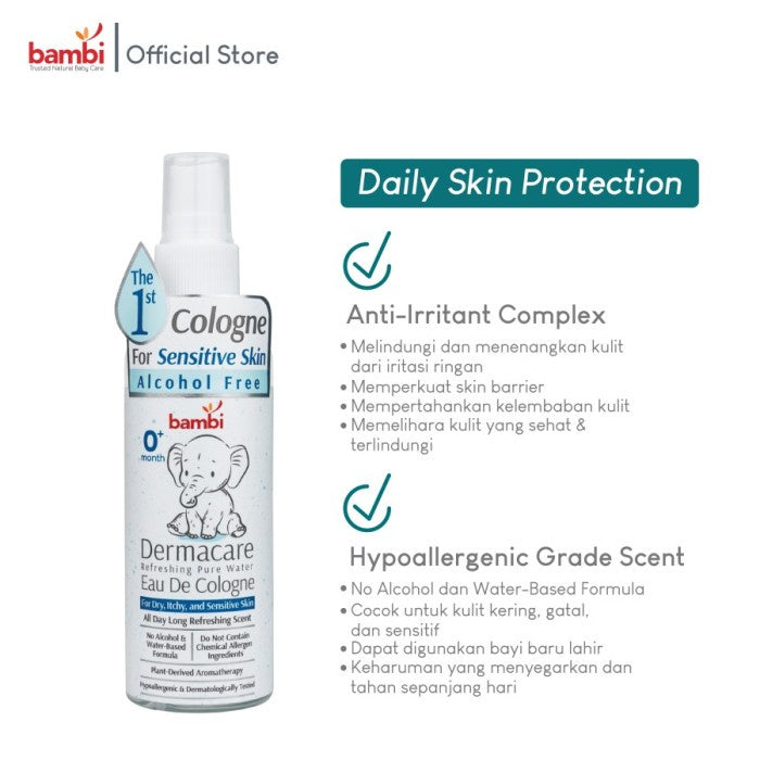 Bambi Baby Dermacare Refreshing Pure Water Eau De Cologne - 100ml