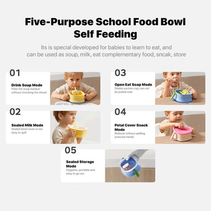 BC BABYCARE BOWL SILICONE SUCTION 5IN1 STRAW MANGKOK MAKAN BAYI MPASI
