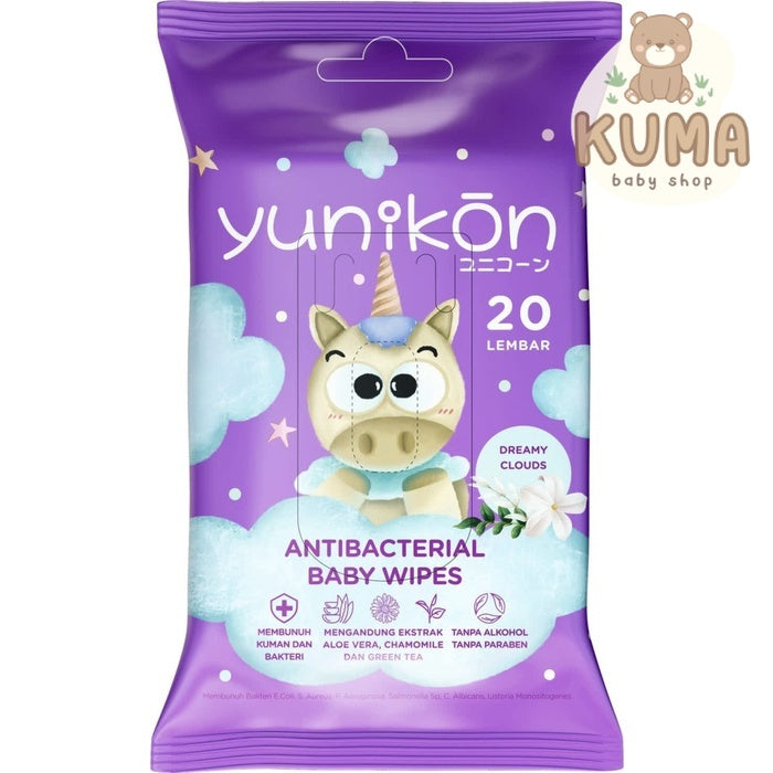 Yunikon Antibacterial Baby Wipes 20s Ungu Tisu Basah