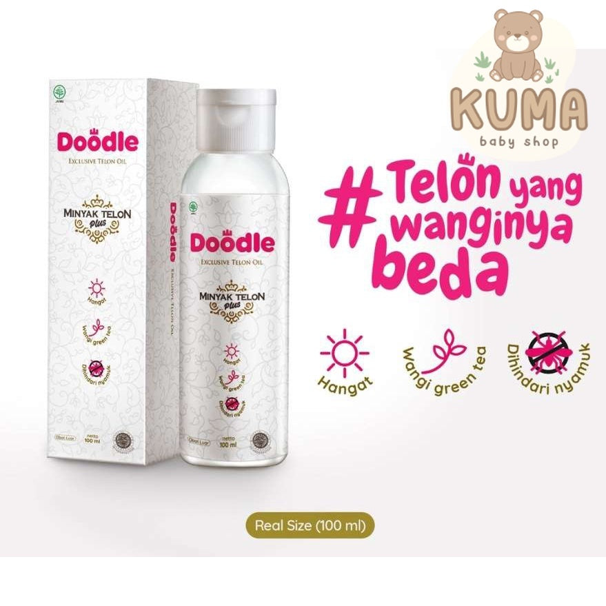 Minyak Telon Doodle 100ml wangi greentea untuk bayi dan anak
