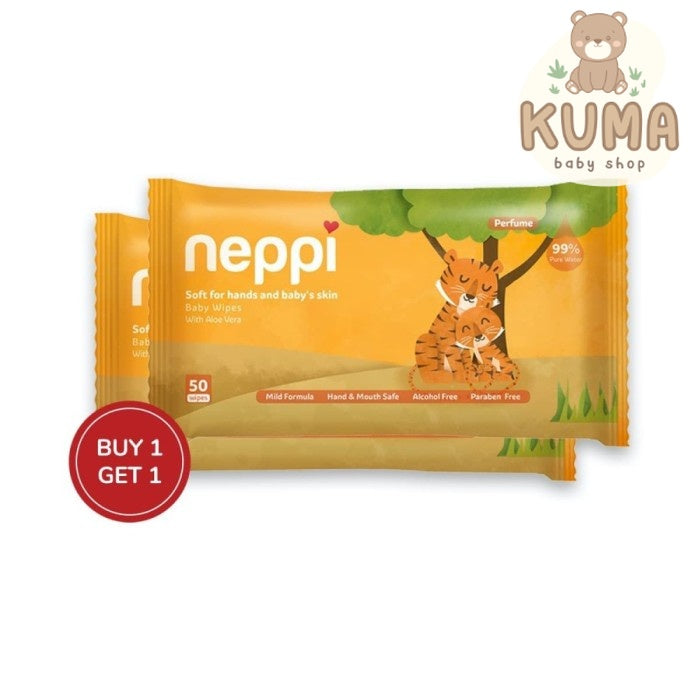 Neppi Baby Wipes Tissue Basah Aloe Vera Perfume 50s Buy 1 Get 1
