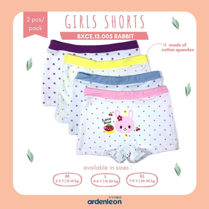 ARDENLEON Girls Shorts (2 pcs) Peach Dot Celana Dalam Anak