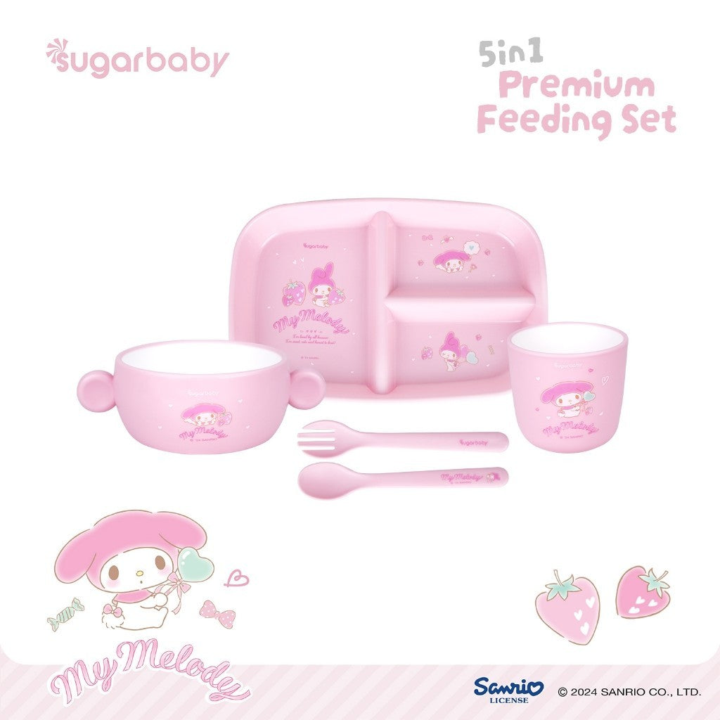 Sugarbaby Sugar Baby 5in1 Premium Feeding Set Sanrio Collection/Set Alat Makan Bayi/Perlengkapan MPASI Anak/Perlengkapan Makan Bayi