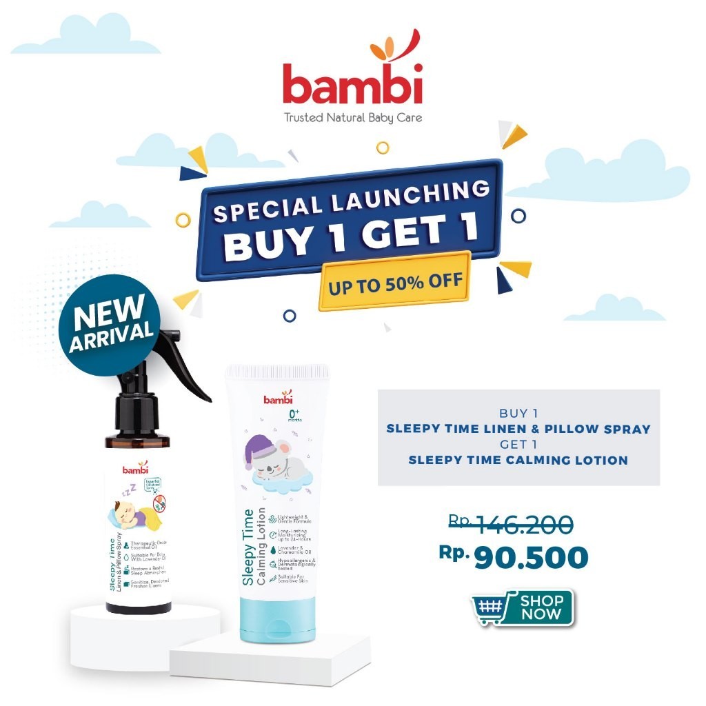 Bambi Baby Sleepy Time Linen & Pillow Spray Pembersih Bantal Sprei Bayi Essential Oil 120ml