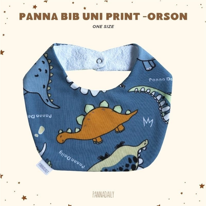 Bohopanna Pannadaily Bib Uni Print - Celemek Bayi Motif Dinosaurus (One Size)