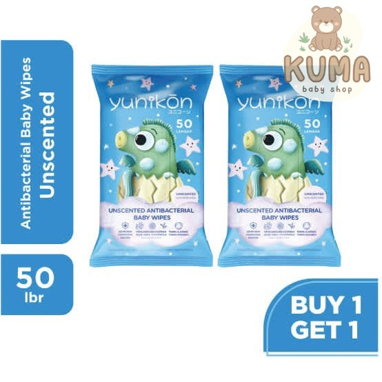 Yunikon Unscented Antibacterial Wipes 50s BUY1GET1 Tissue Basah