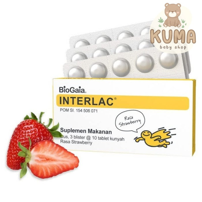 INTERLAC RASA STRAWBERRY BOX 30 TABLET Pencernaan Bayi