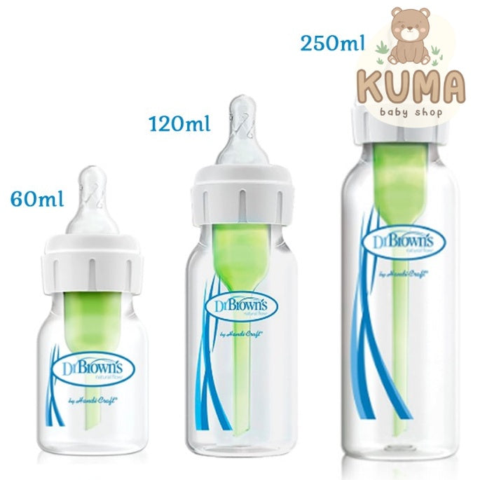Dr.Brown's 2oz / 60 ml, 4oz / 120 ml. 8oz / 240 ml PP Narrow Neck "Options+", 1-Pack / Botol Susu