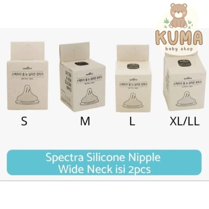 Spectra Nipple Silicone Wide Neck Dot Bayi 2 Pcs - Size S/M/L/XL