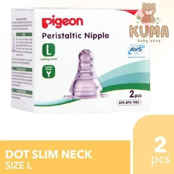 PIGEON PERISTALTIC SLIM NECK NIPPLE BOX ISI 2PCS M L Y