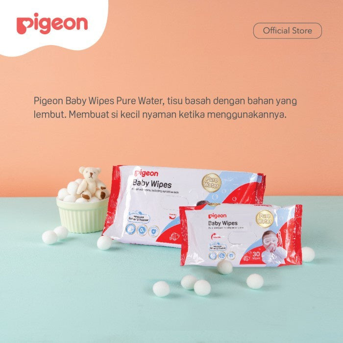 PIGEON Baby Wipes Pure Water - 30 Sheets | Tisu Basah Bayi
